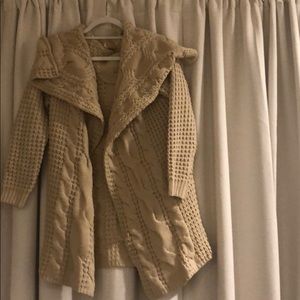 Long cream cable knit chunky cardigan
